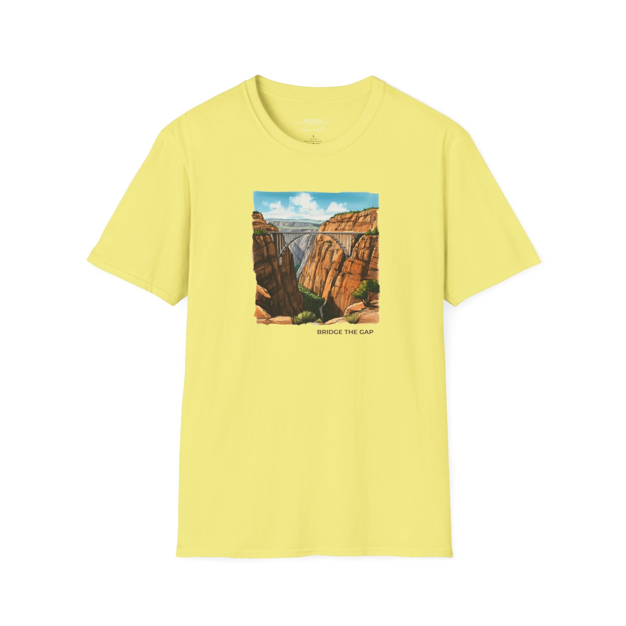 "Bridge the Gap" T-shirt Between Two Red Rock Mountain Sides