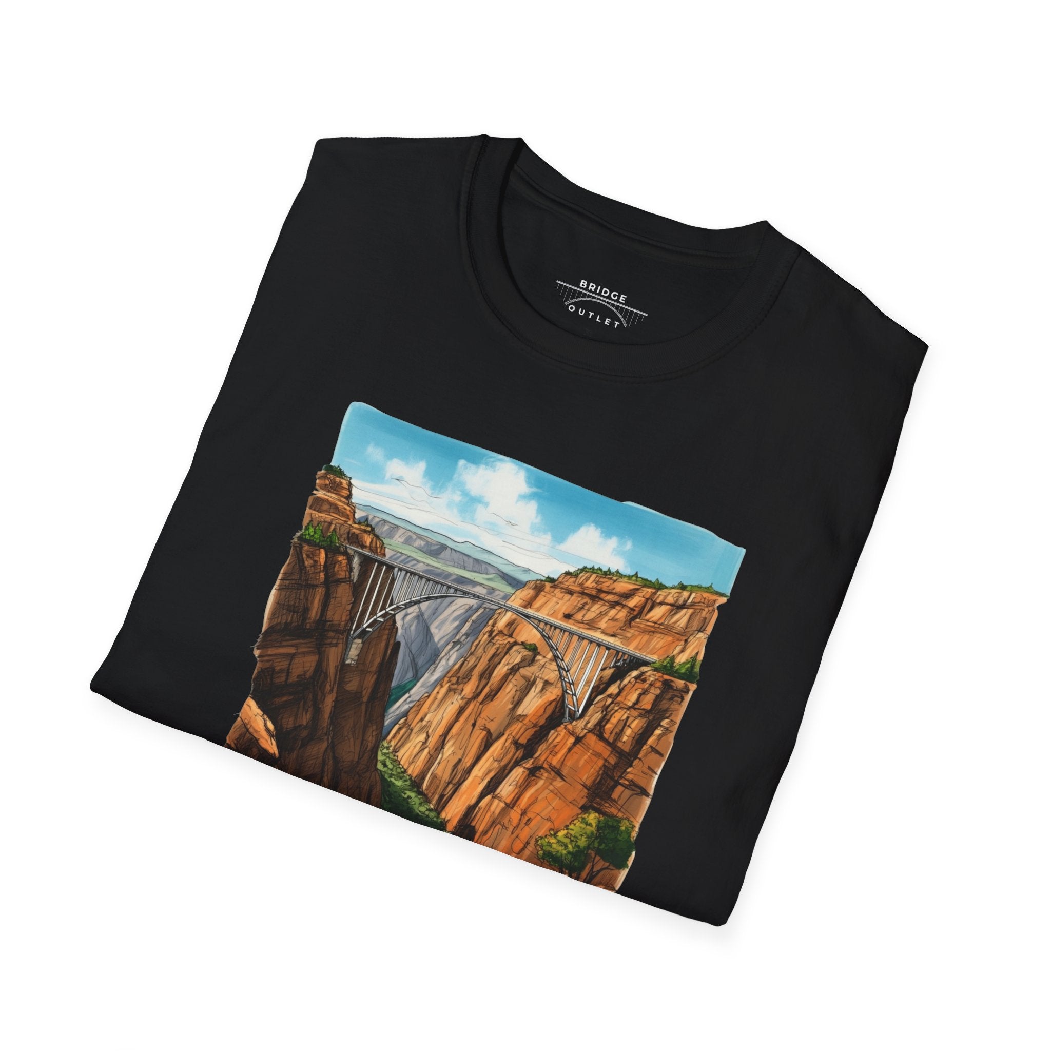 "Bridge the Gap" T-shirt Between Two Red Rock Mountain Sides