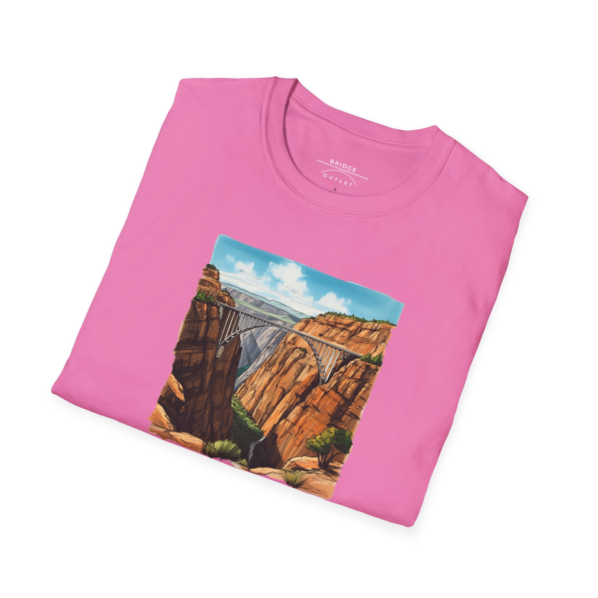 "Bridge the Gap" T-shirt Between Two Red Rock Mountain Sides