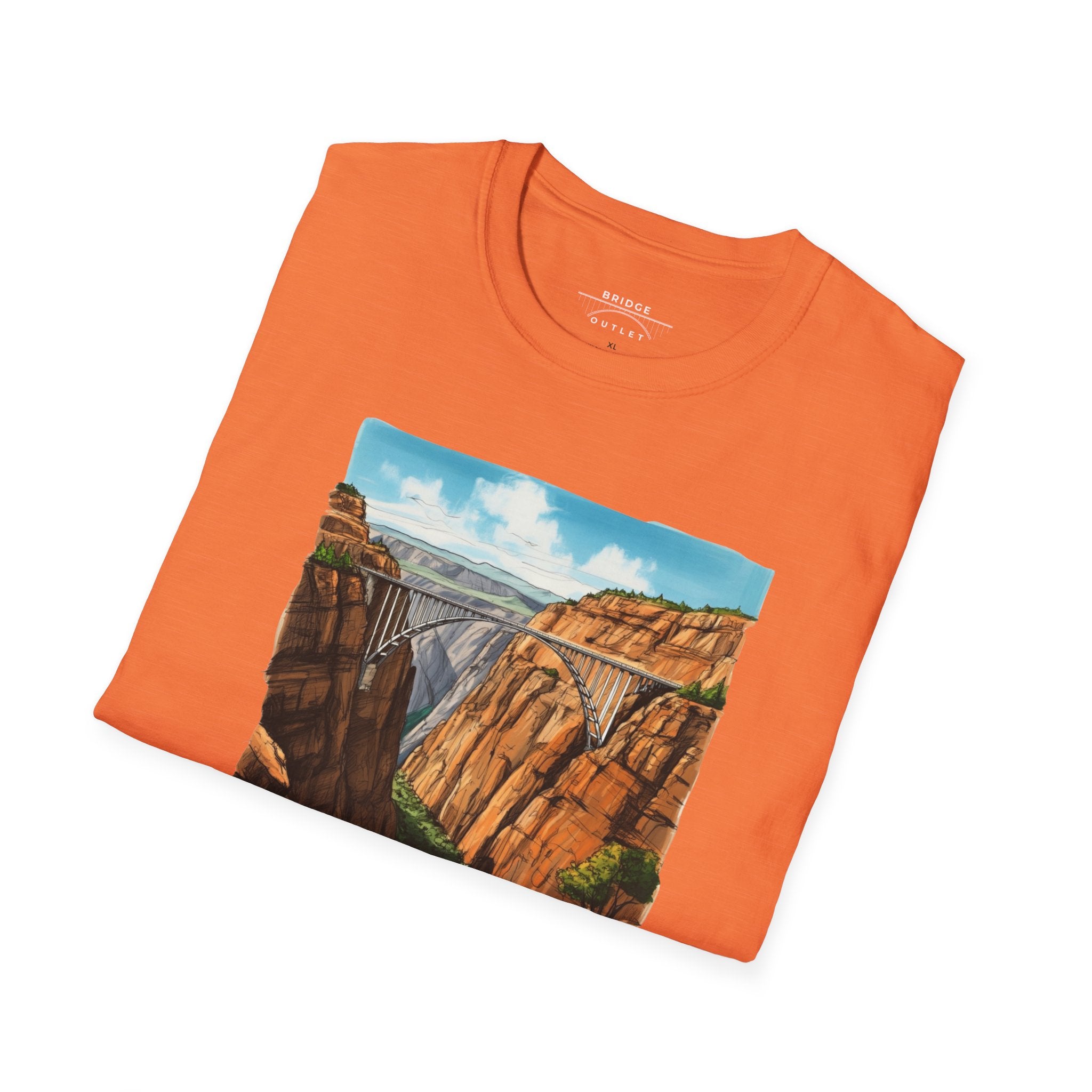 "Bridge the Gap" T-shirt Between Two Red Rock Mountain Sides