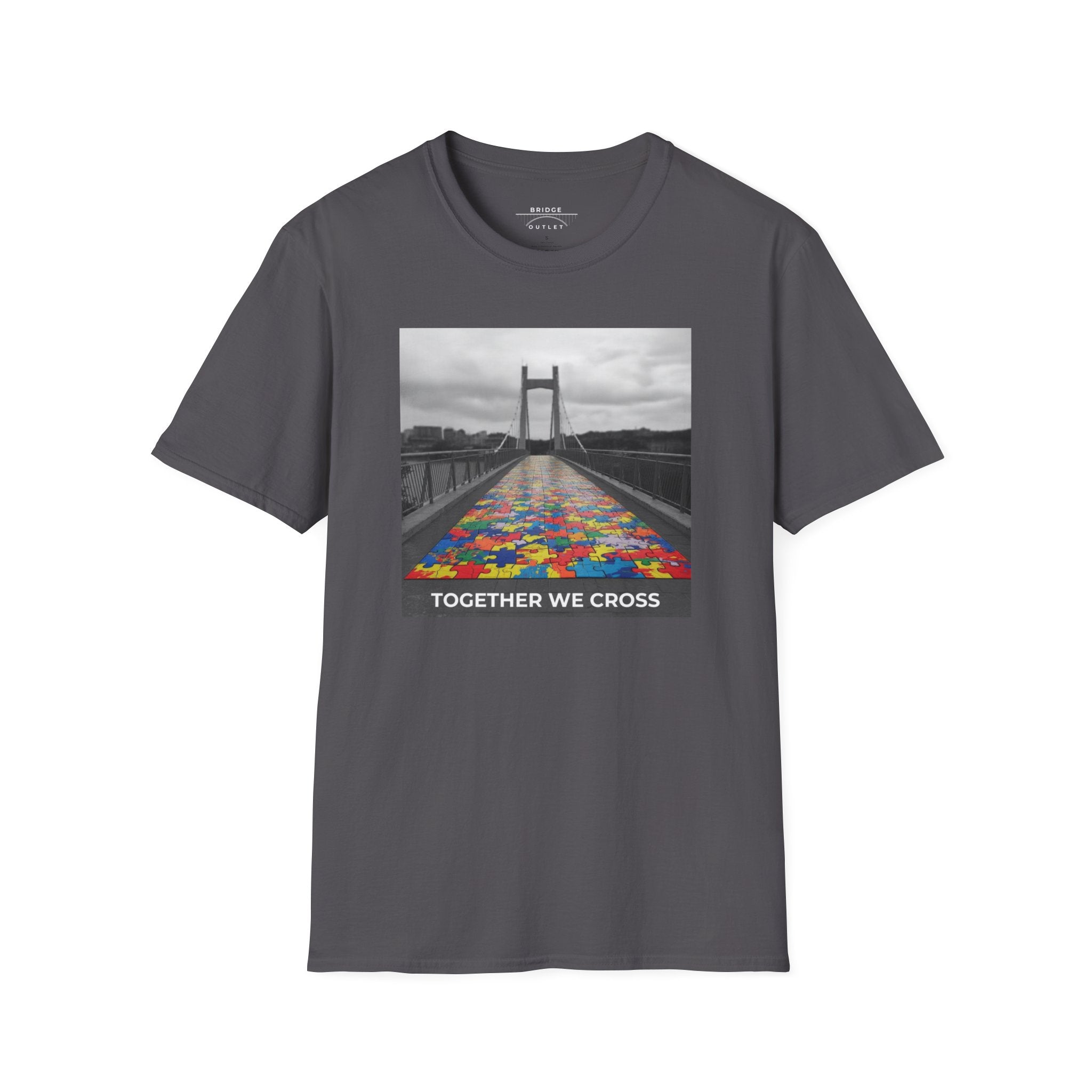 Together We Cross – Autism Puzzle Piece Bridge T-Shirt