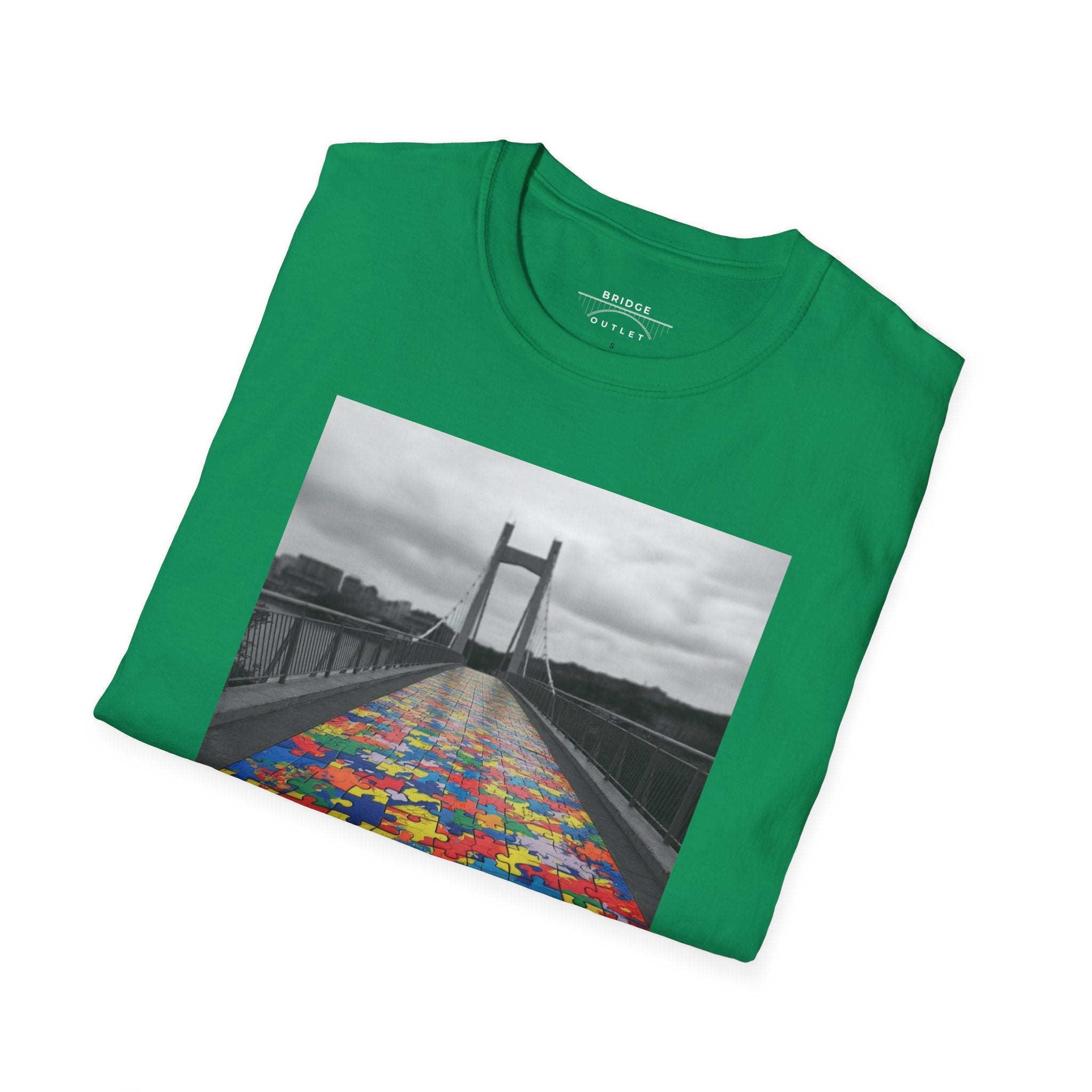 Together We Cross – Autism Puzzle Piece Bridge T-Shirt