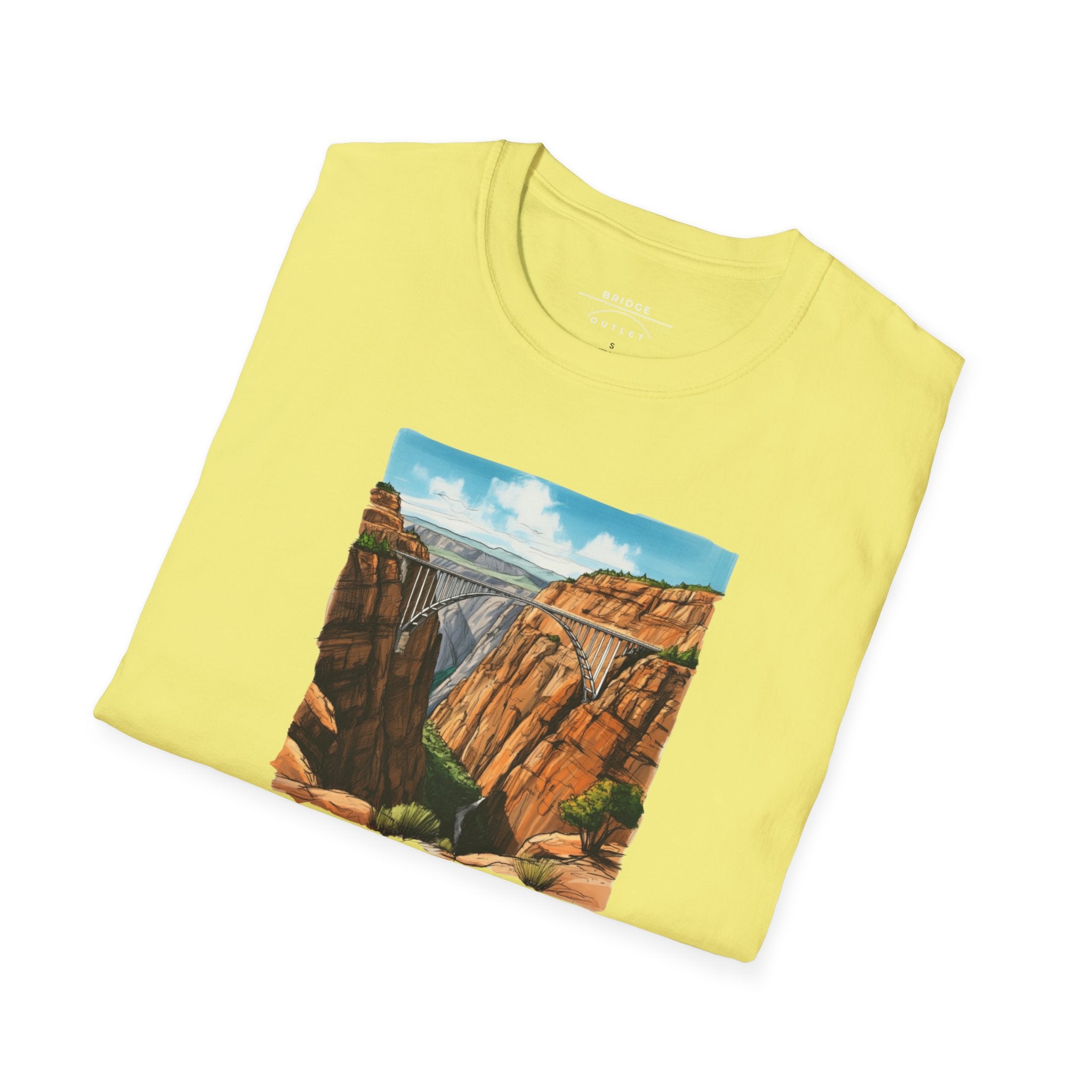 "Bridge the Gap" T-shirt Between Two Red Rock Mountain Sides