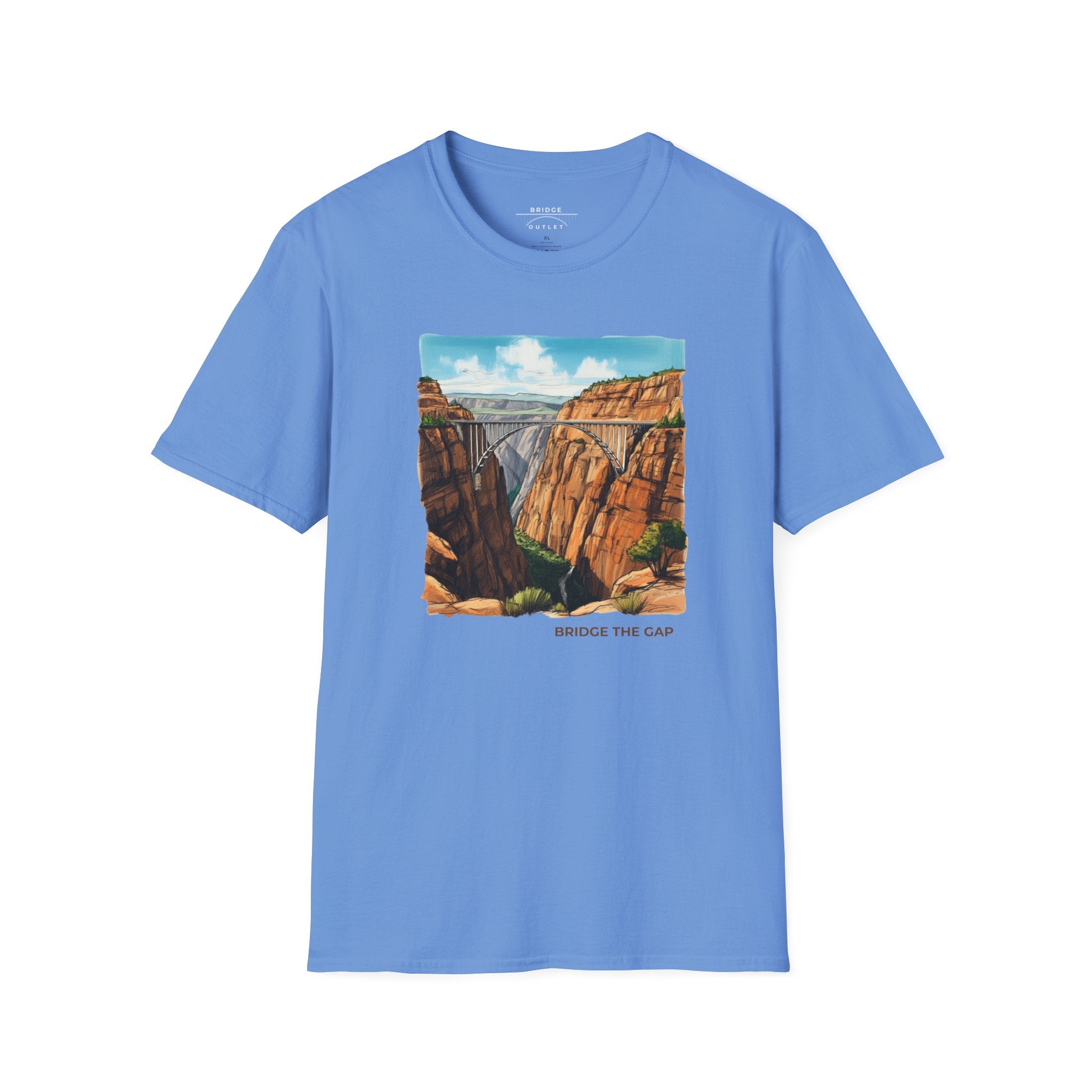 "Bridge the Gap" T-shirt Between Two Red Rock Mountain Sides