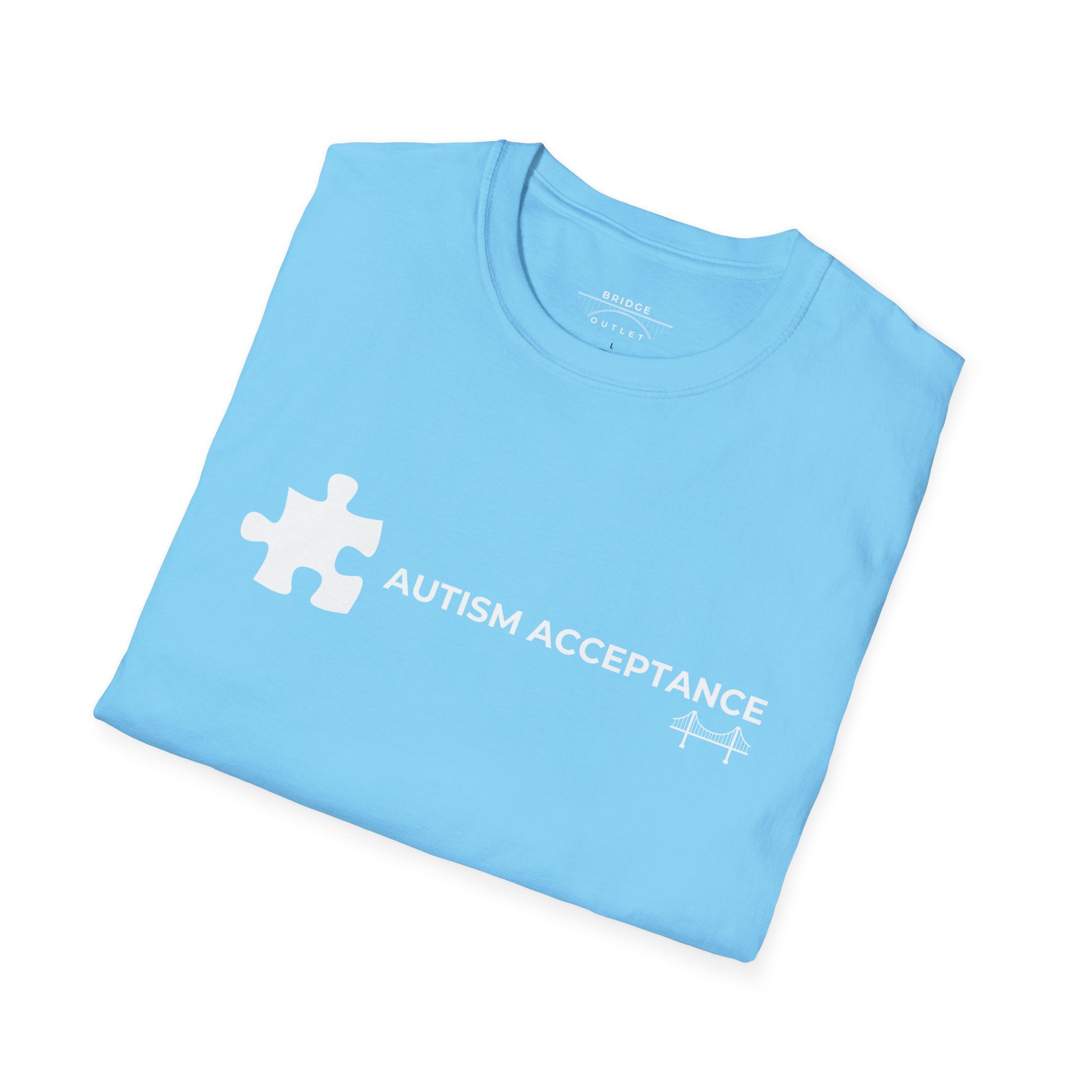 Autism Acceptance T-Shirt - Puzzle Piece & Bridge Design