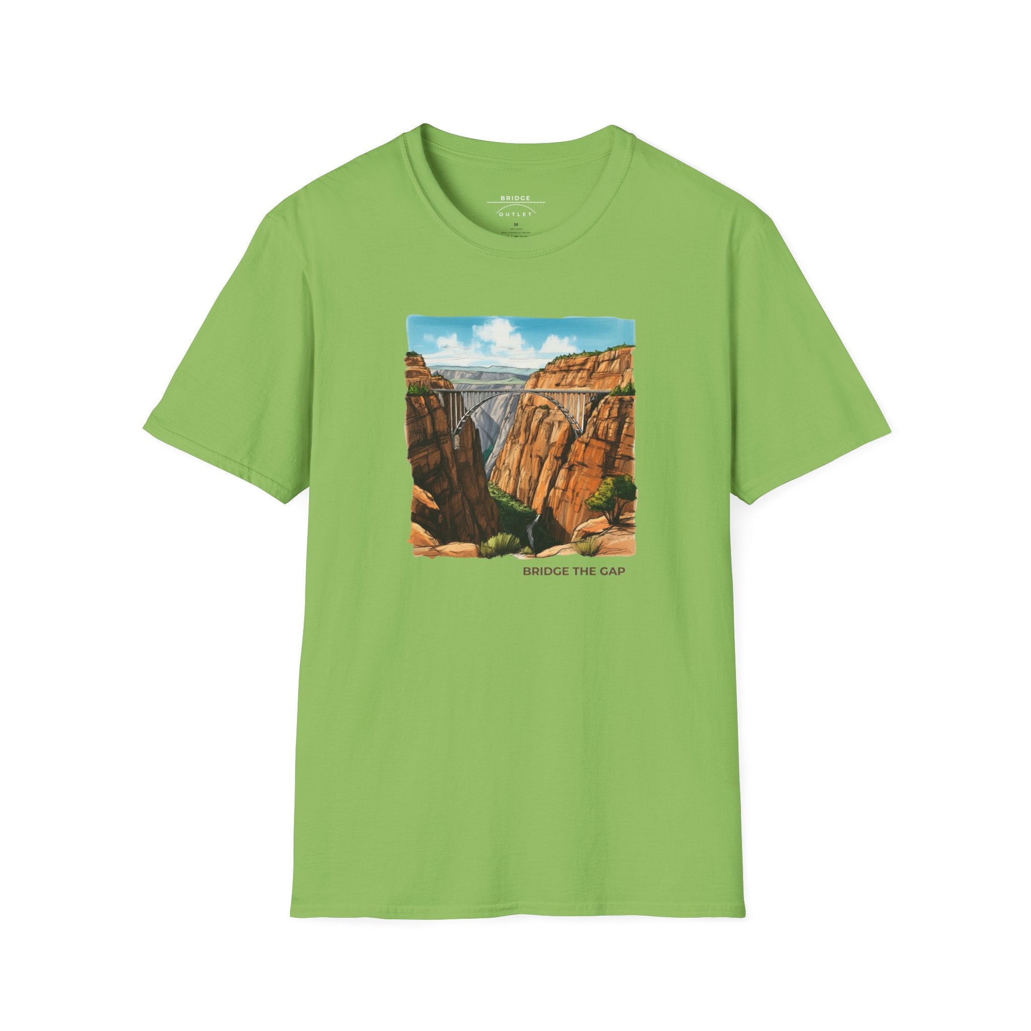 "Bridge the Gap" T-shirt Between Two Red Rock Mountain Sides