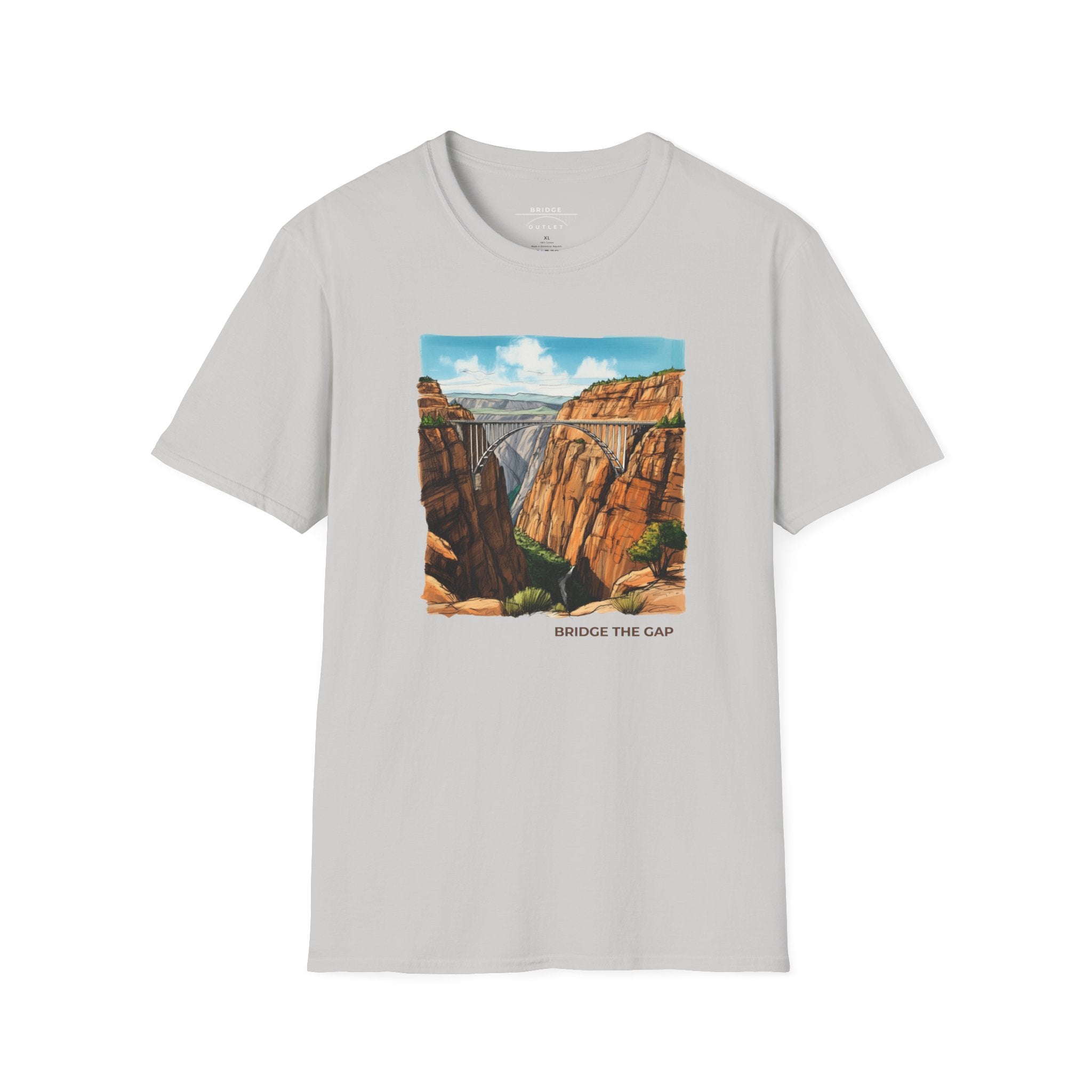 "Bridge the Gap" T-shirt Between Two Red Rock Mountain Sides