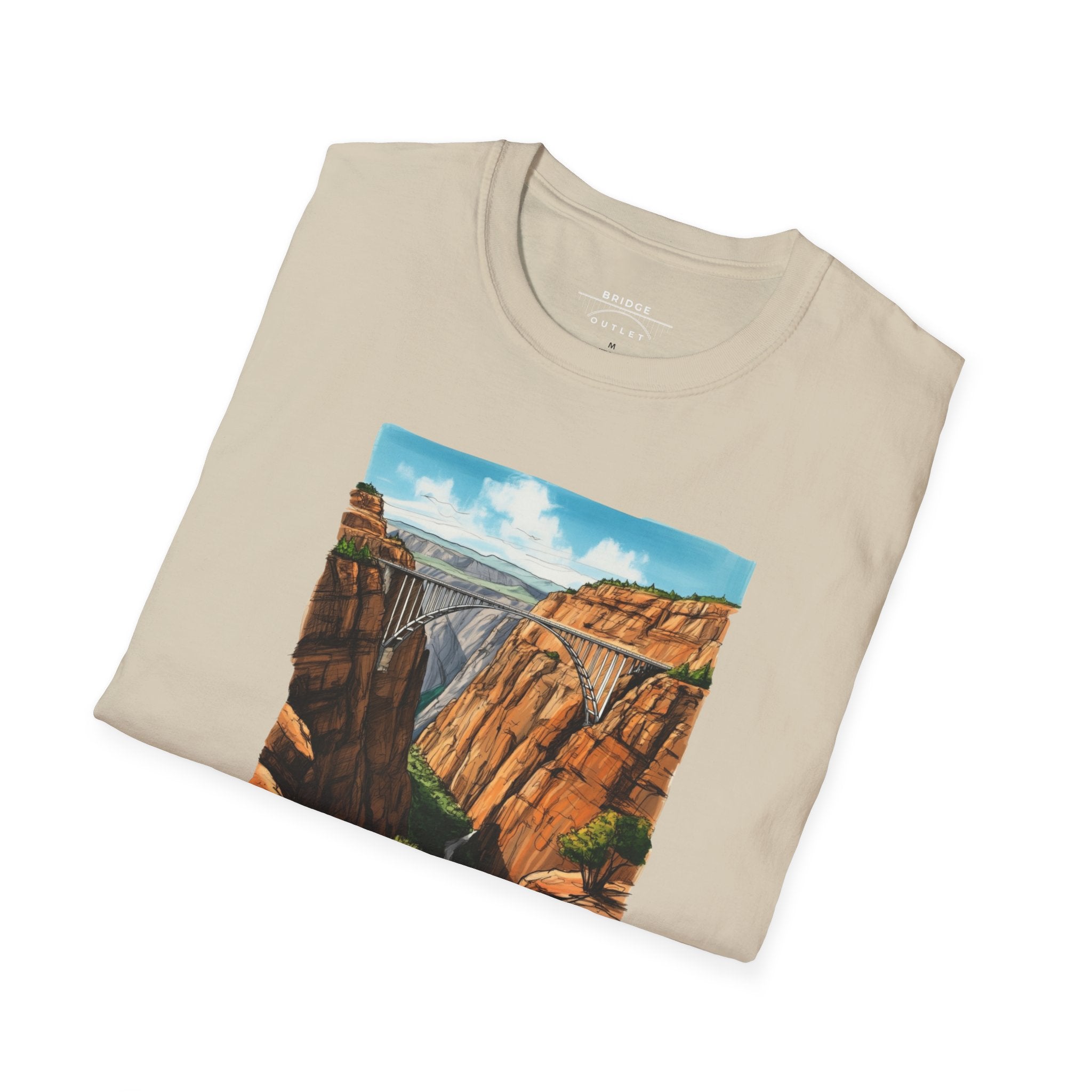 "Bridge the Gap" T-shirt Between Two Red Rock Mountain Sides