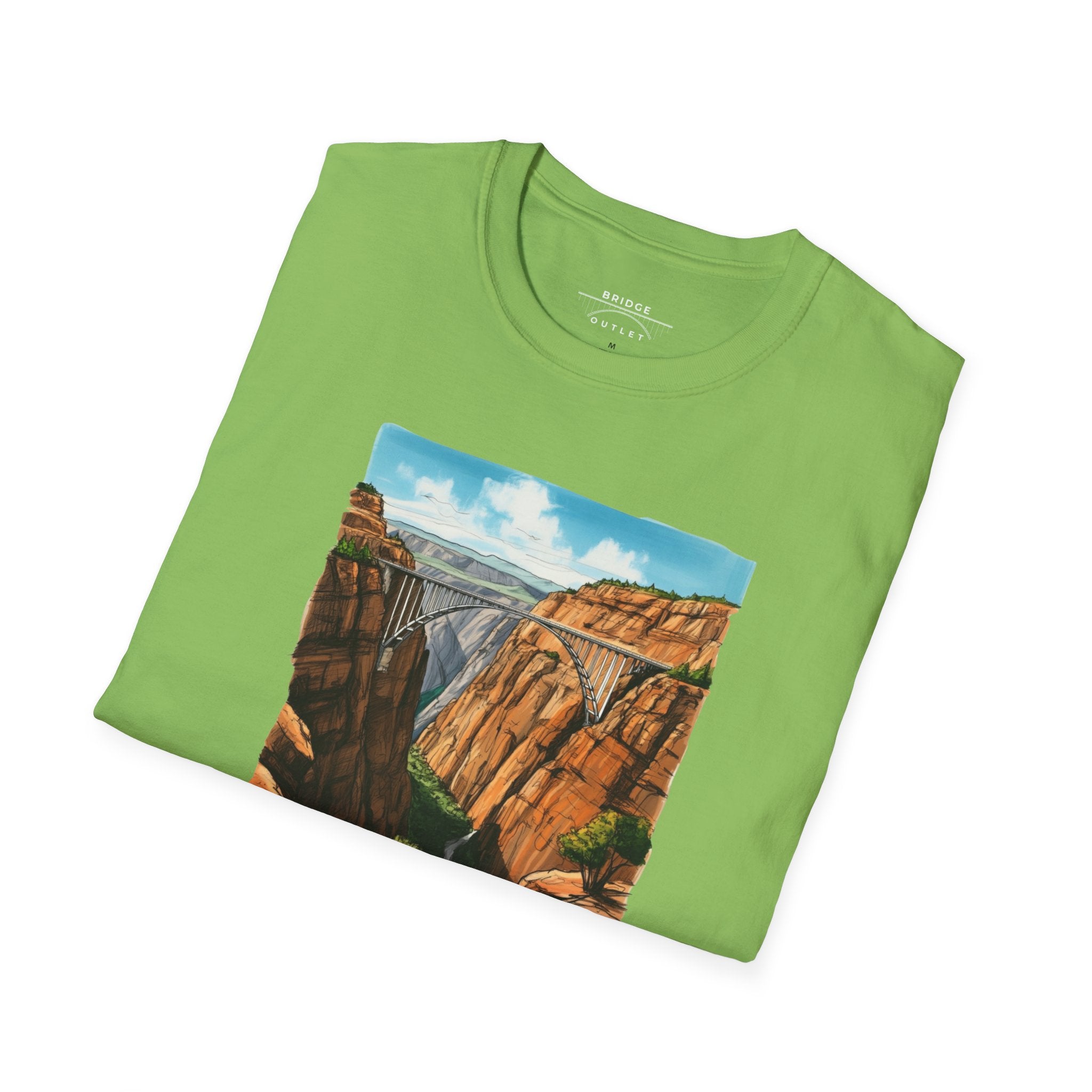 "Bridge the Gap" T-shirt Between Two Red Rock Mountain Sides