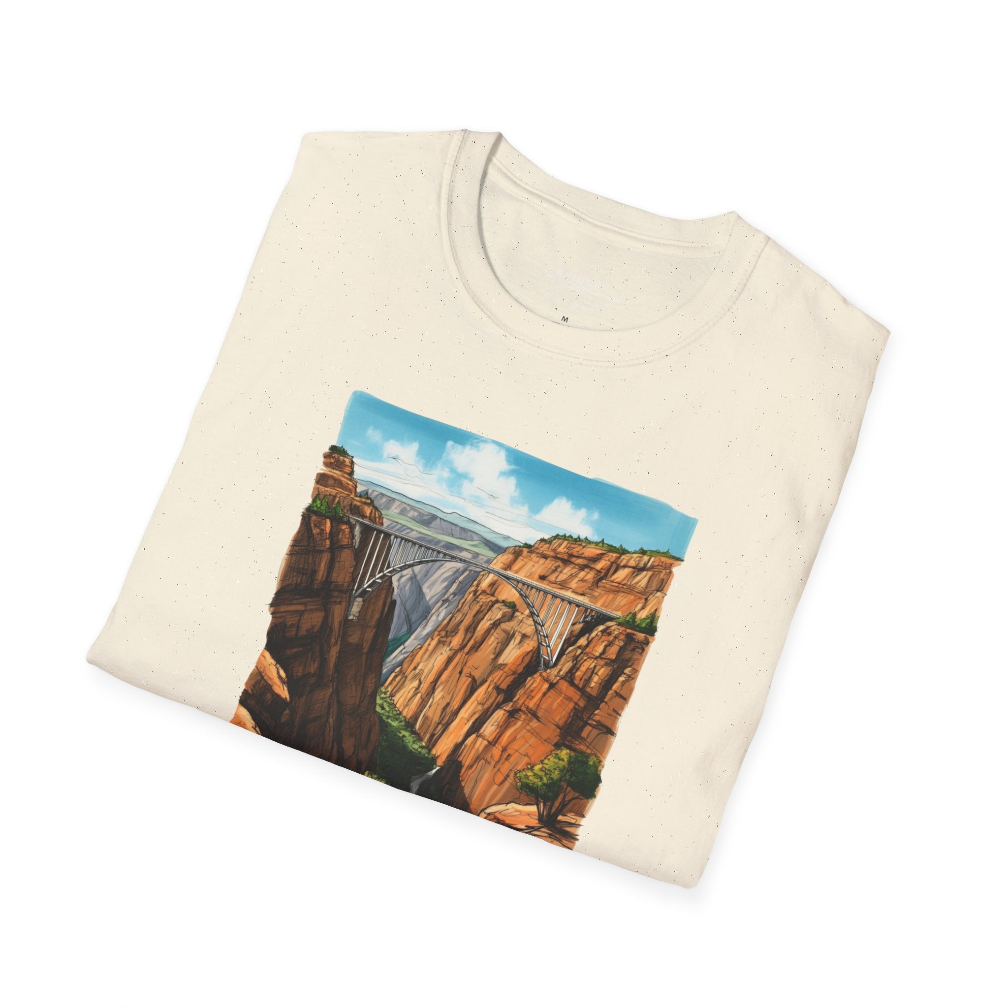 "Bridge the Gap" T-shirt Between Two Red Rock Mountain Sides