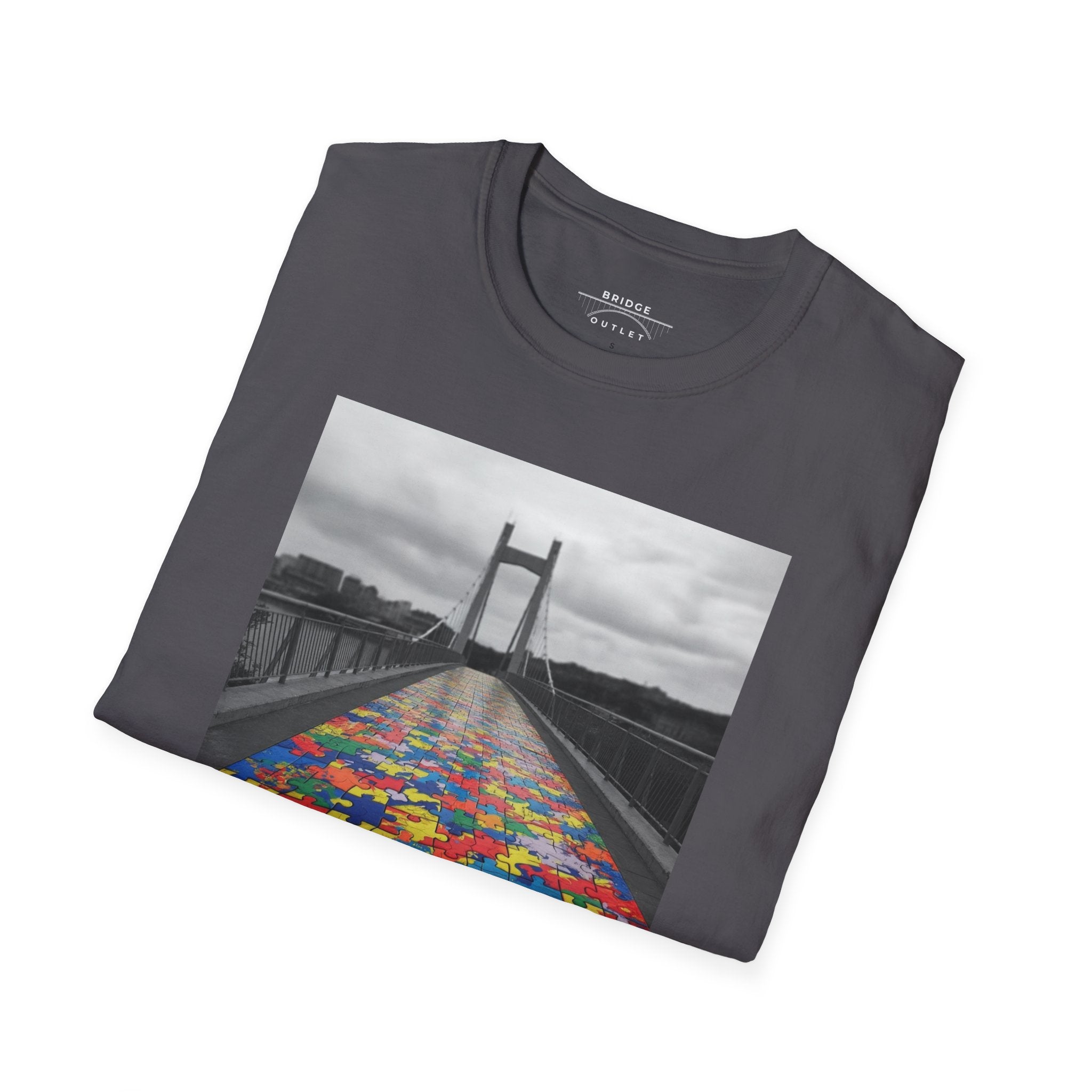 Together We Cross – Autism Puzzle Piece Bridge T-Shirt