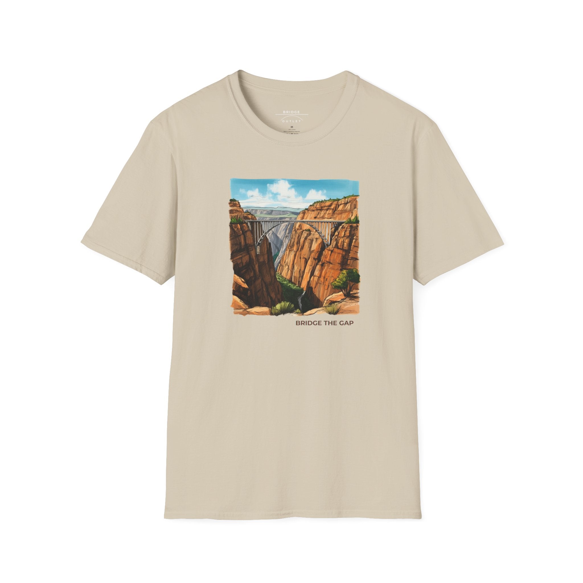 "Bridge the Gap" T-shirt Between Two Red Rock Mountain Sides