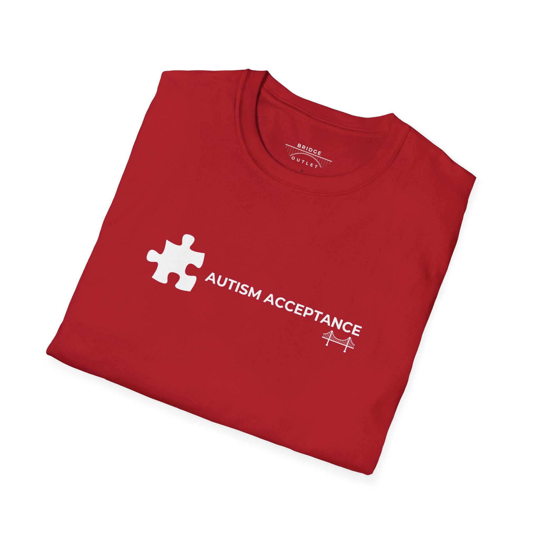 Autism Acceptance T-Shirt - Puzzle Piece & Bridge Design