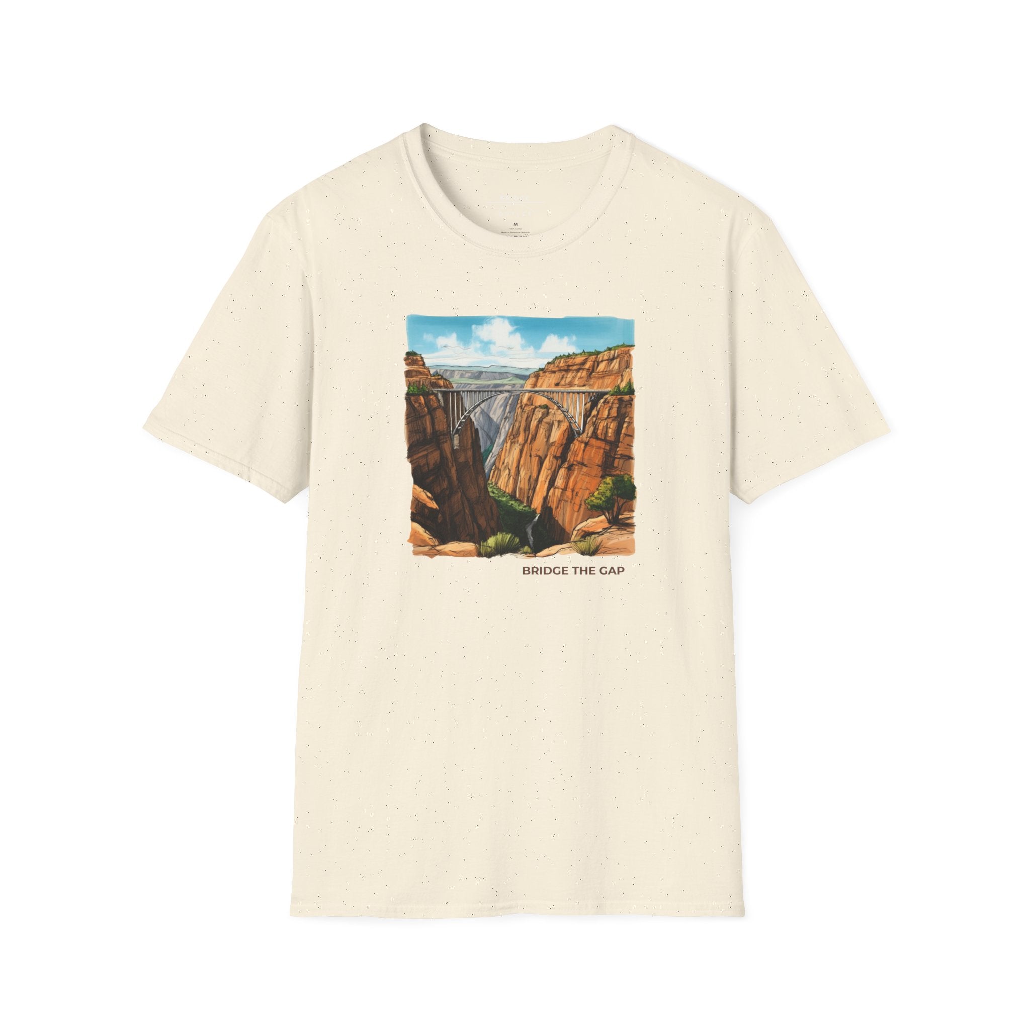 "Bridge the Gap" T-shirt Between Two Red Rock Mountain Sides