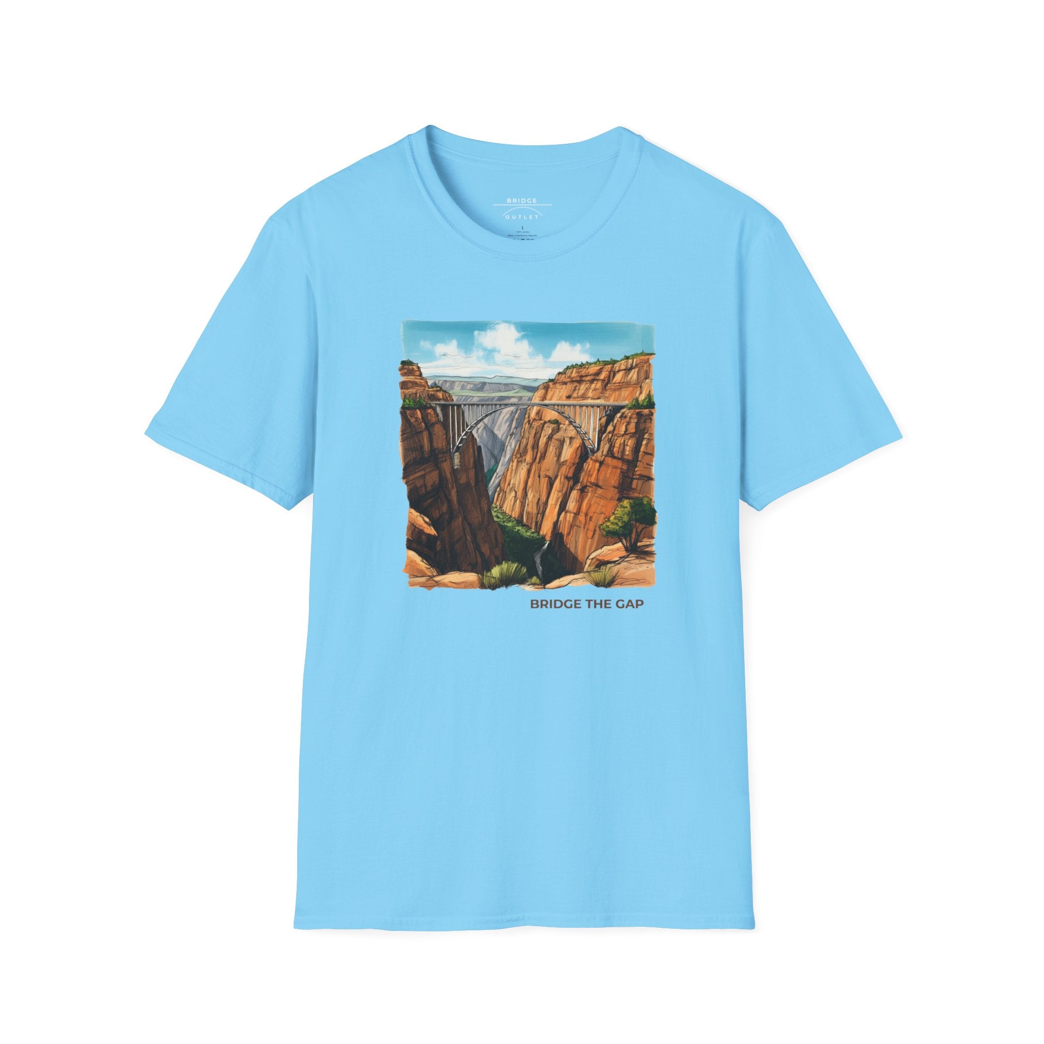 "Bridge the Gap" T-shirt Between Two Red Rock Mountain Sides