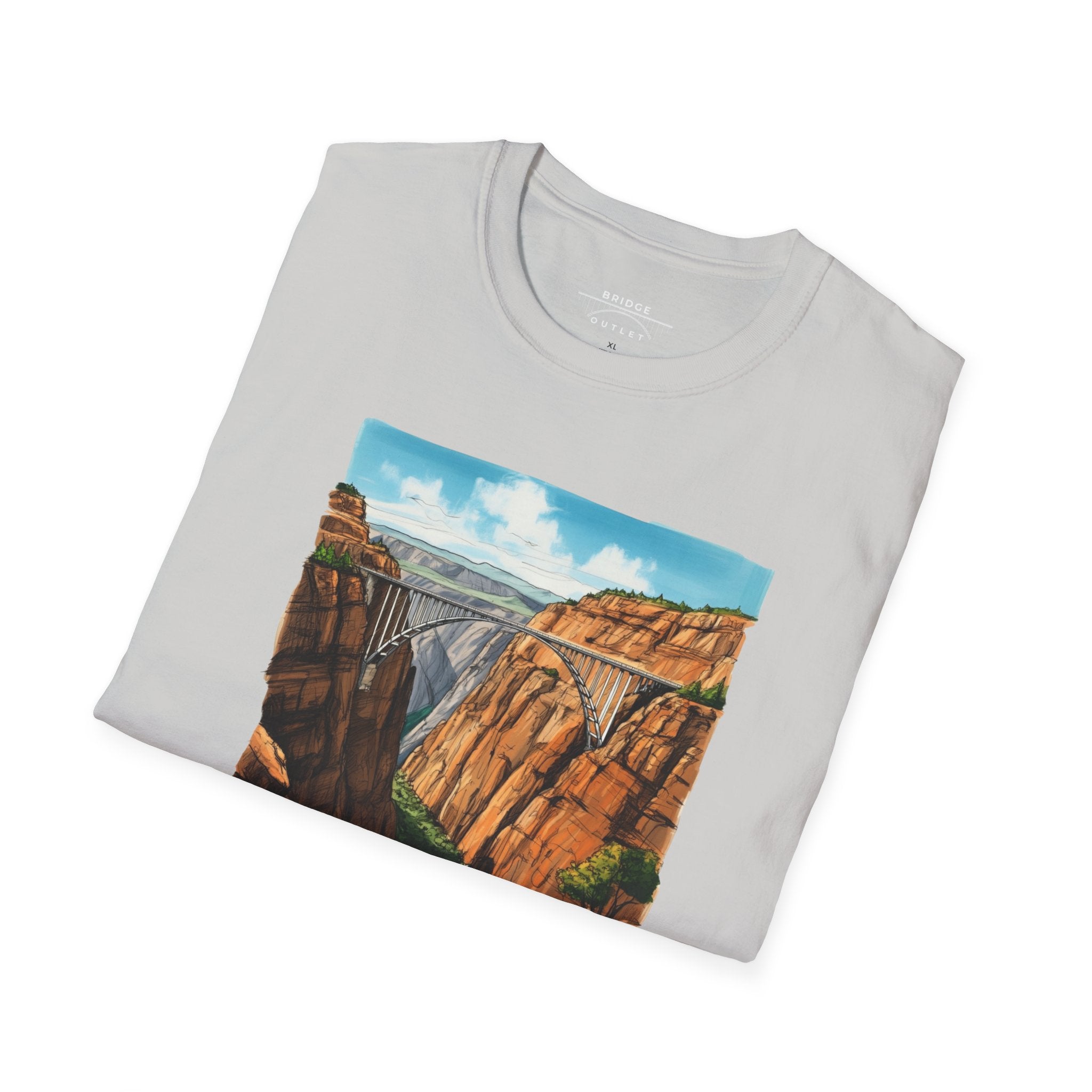 "Bridge the Gap" T-shirt Between Two Red Rock Mountain Sides