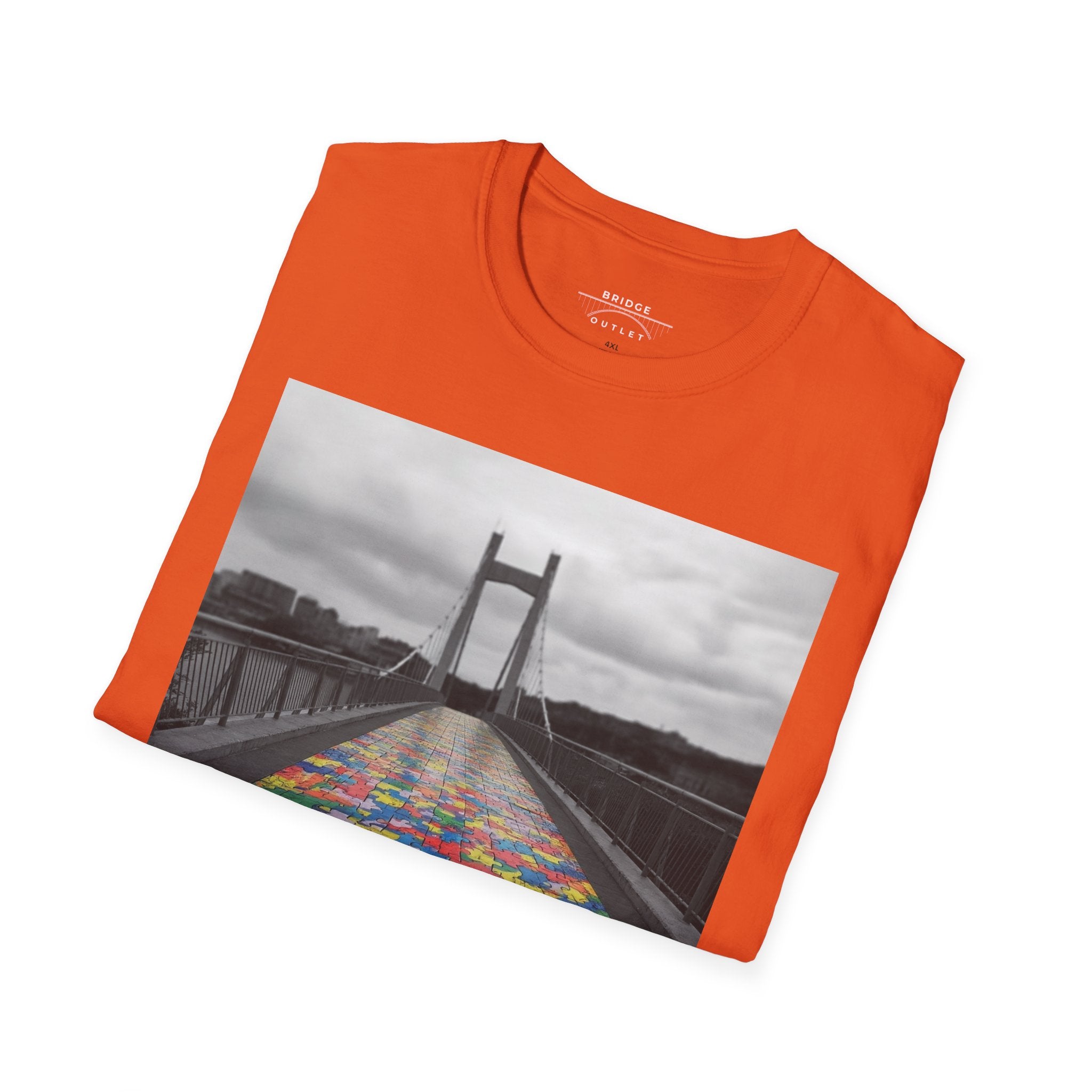 Together We Cross – Autism Puzzle Piece Bridge T-Shirt