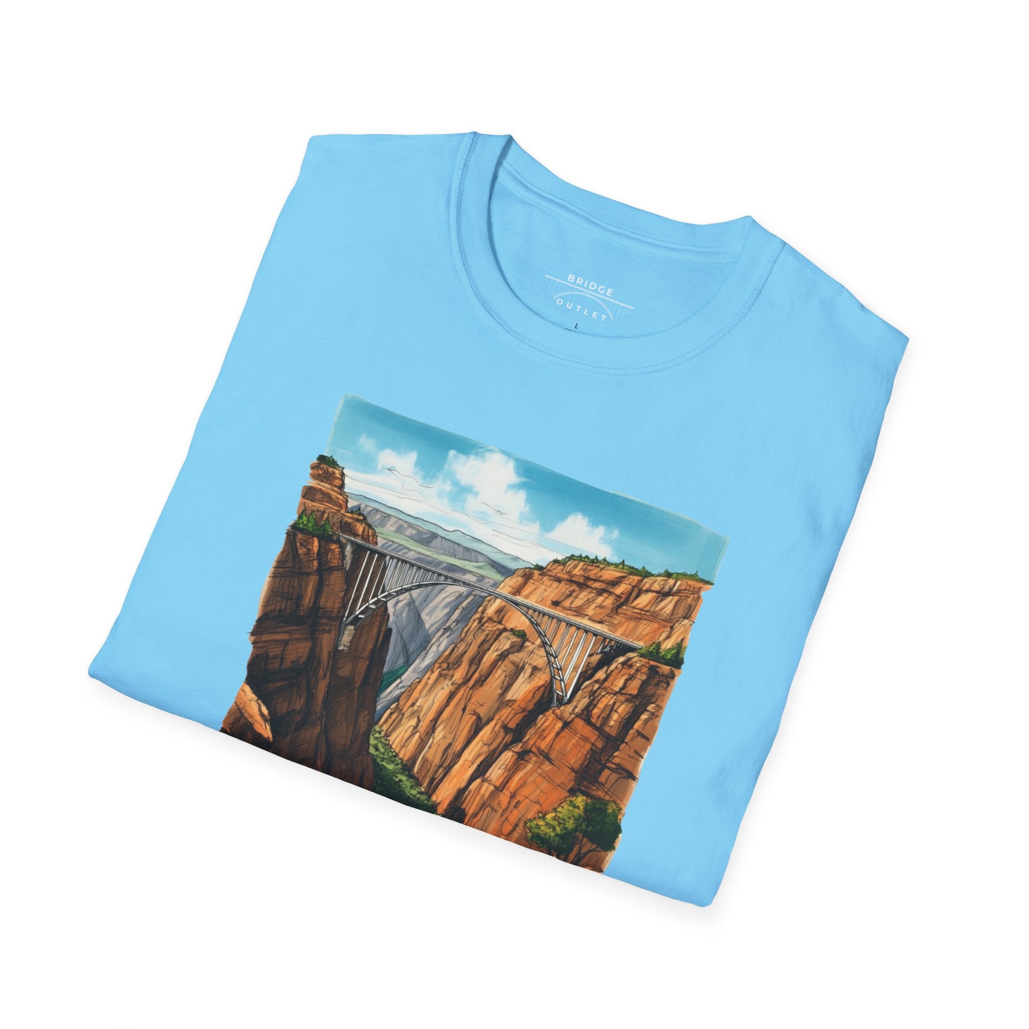 "Bridge the Gap" T-shirt Between Two Red Rock Mountain Sides