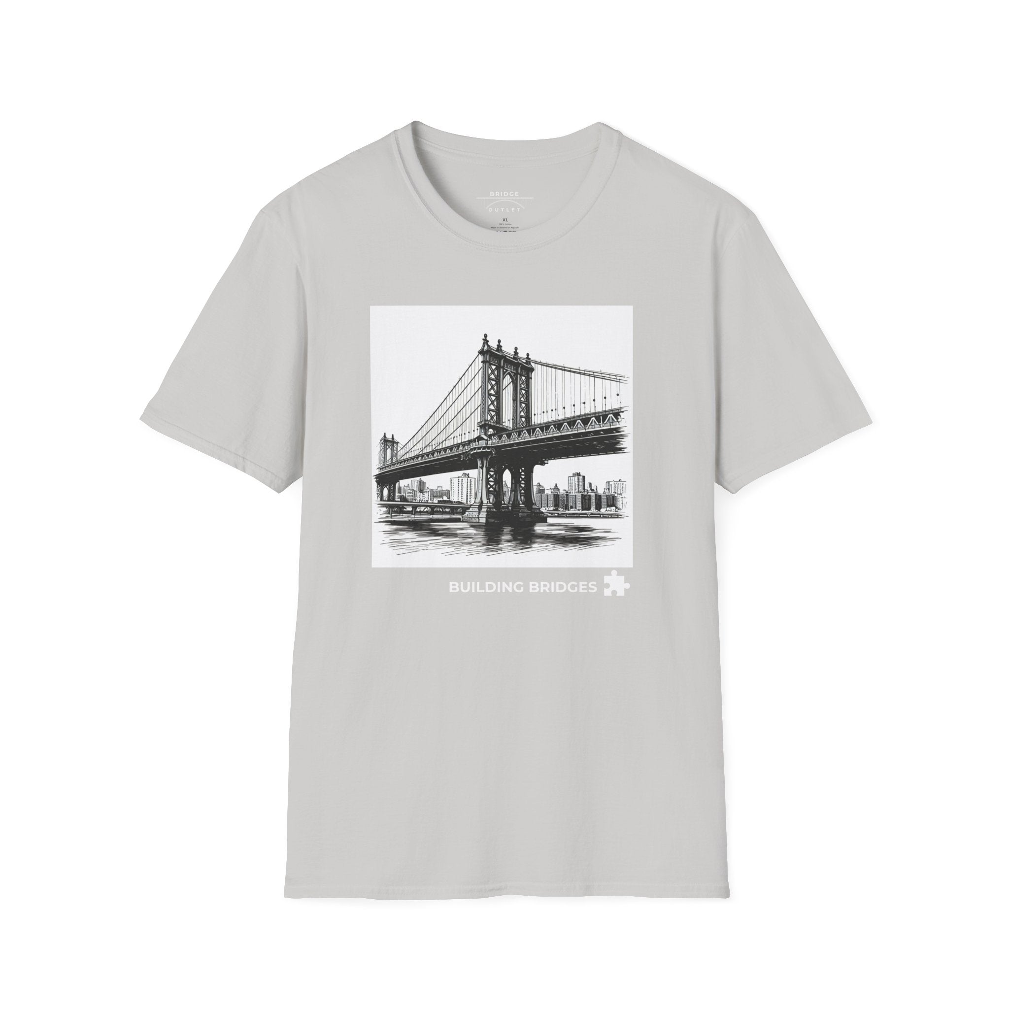 Manhattan Bridge Autism Puzzle Piece "Building Bridges" T-Shirt