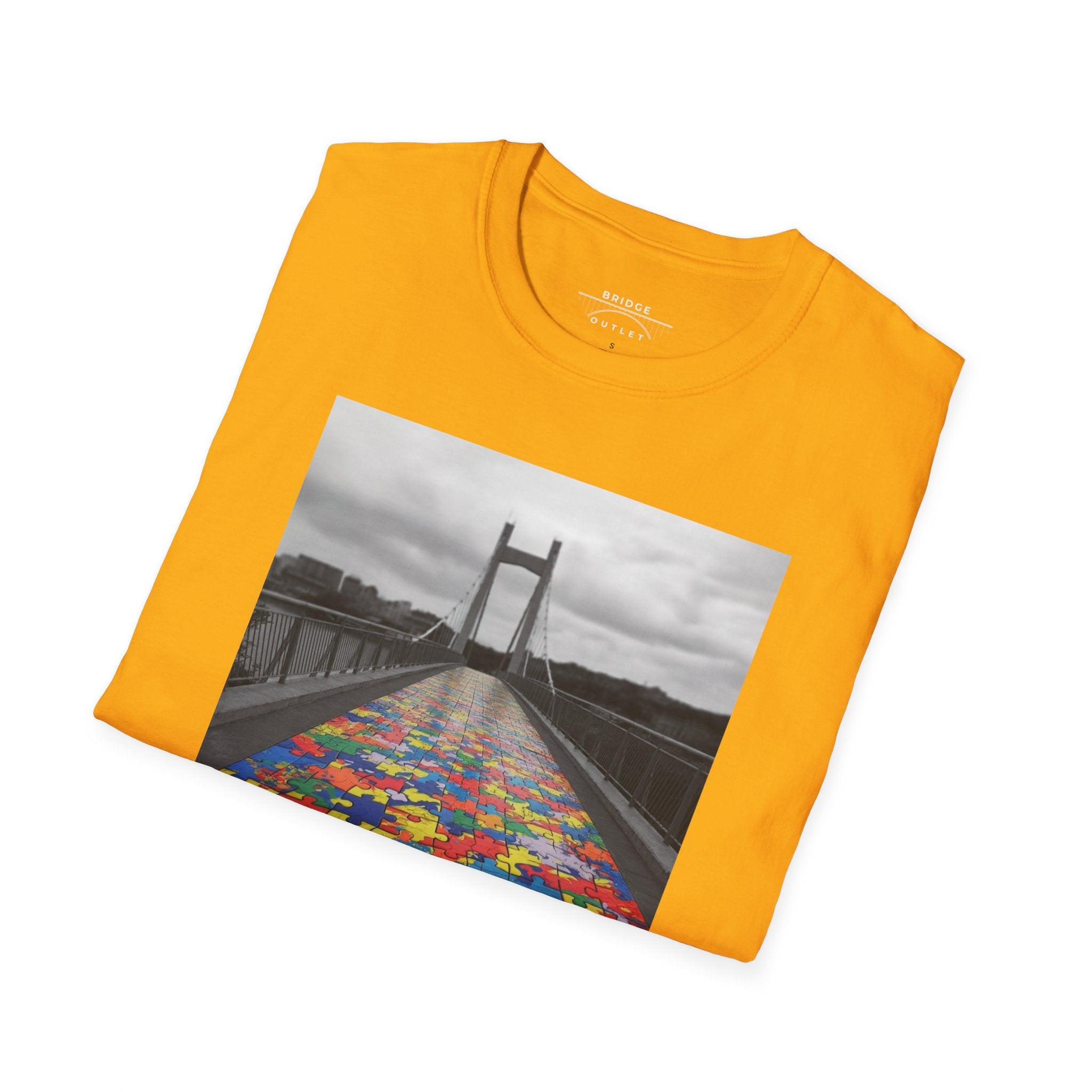 Together We Cross – Autism Puzzle Piece Bridge T-Shirt