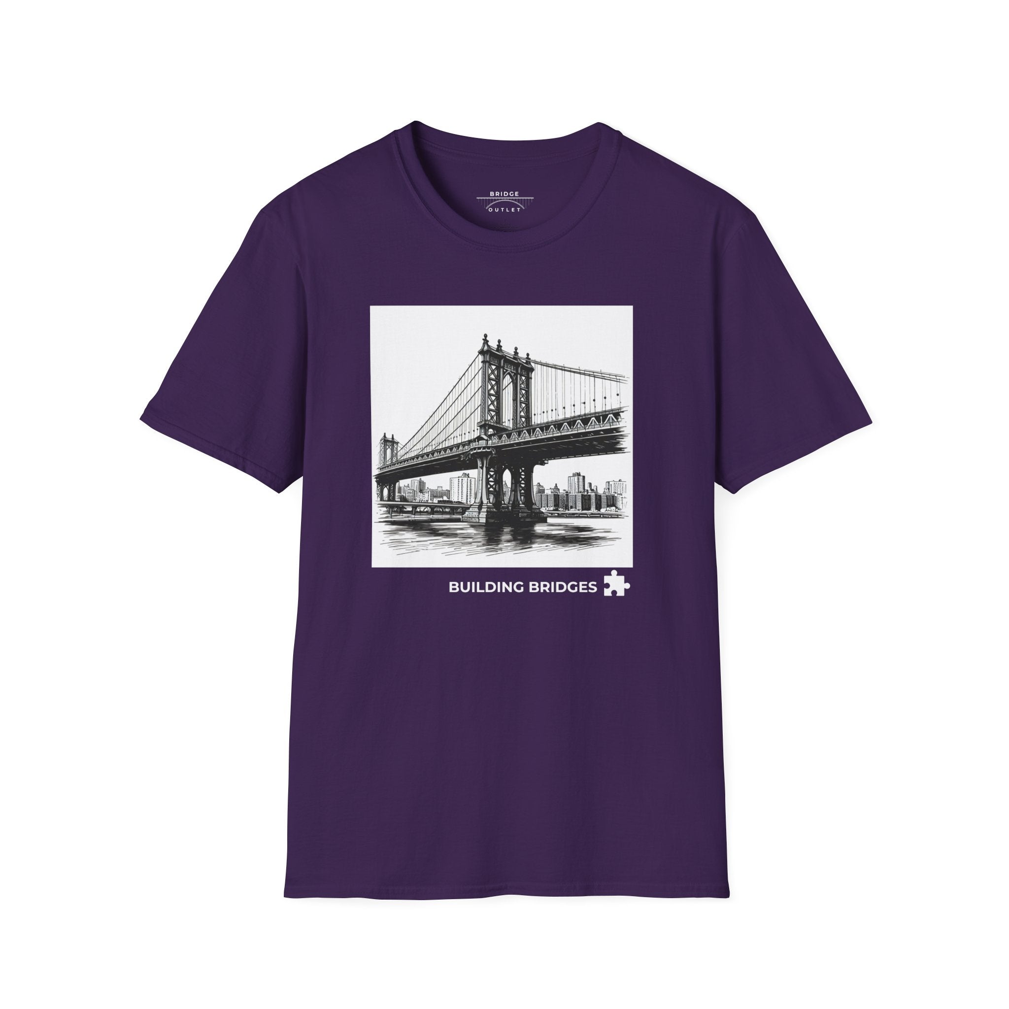 Manhattan Bridge Autism Puzzle Piece "Building Bridges" T-Shirt