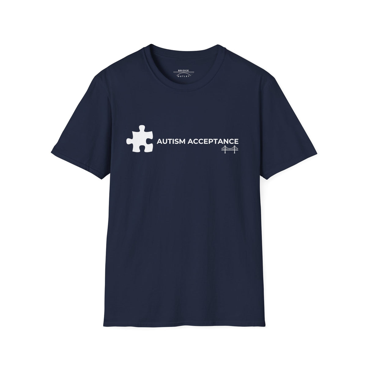 Autism Acceptance T-Shirt - Puzzle Piece & Bridge Design