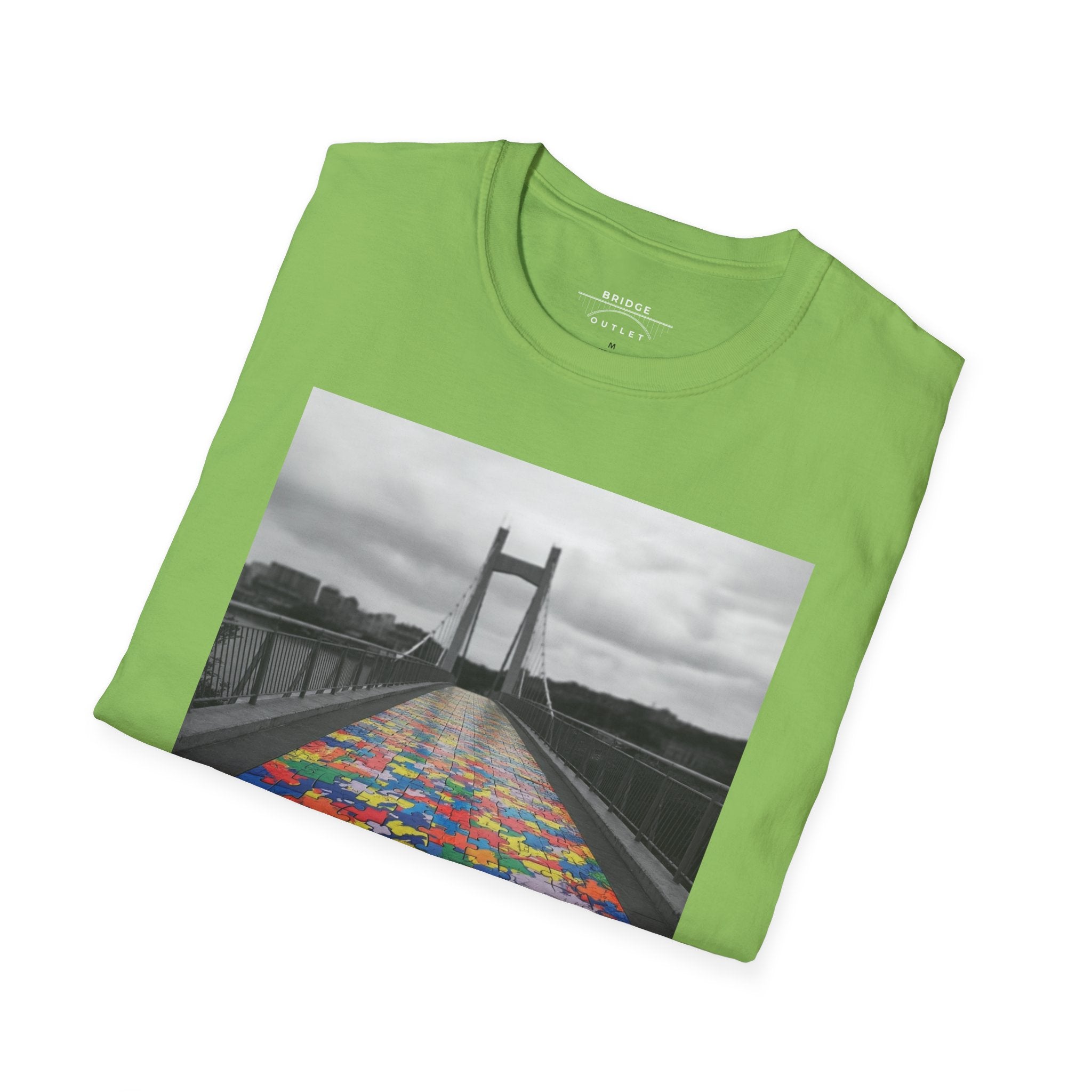 Together We Cross – Autism Puzzle Piece Bridge T-Shirt